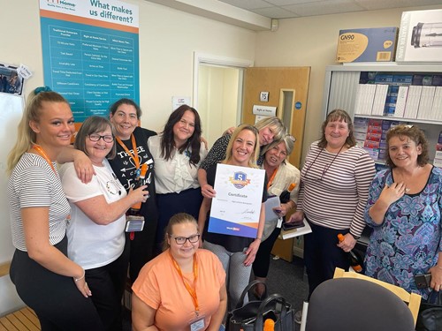 Team celebrate award win of 5* employer voted for by Care workers