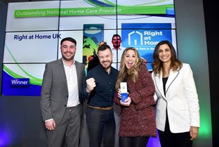 Right at Home staff winning award at the Home Care Awards